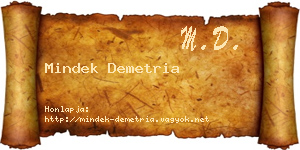 Mindek Demetria névjegykártya
